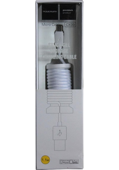 Powerway CX09 1.1 M Micro Usb Örgülü Hızlı Şarj Kablosu Beyaz