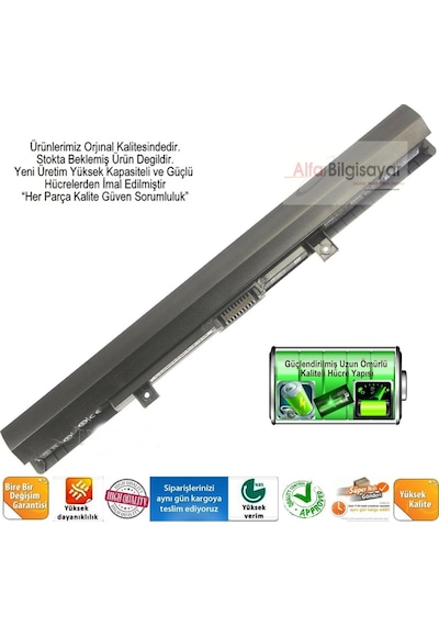 Toshiba Uyumlu L50-C-16H, L50-C-178, L50-C-1V2 Batarya Pil  A+++ Siyah R