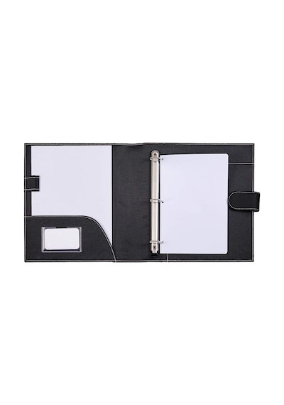 " Mini Executive Deri Portföy Klasörü, 1" Halka Bağlayıcı Ve 250 Sayfalık Kapasite, Not Defterleri Ve 5.5" X 8.5" Belgeler, 2 Kalem Döngüsü, Siyah Suni Deri" 98294