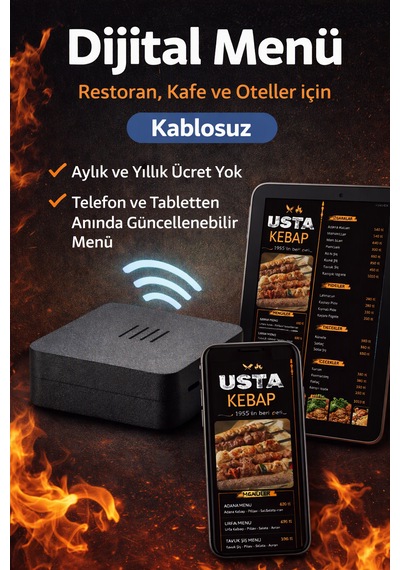 Dijital Menü Kablosuz Qr'sız Restoran Menü Ekranı Aylık Ücret Yok