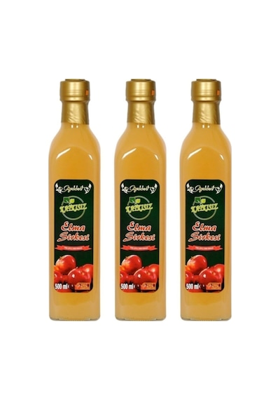 Elma Sirkesi 3x500 Ml - %100 Katkısız Doğal Geleneksel Ev Yapımı