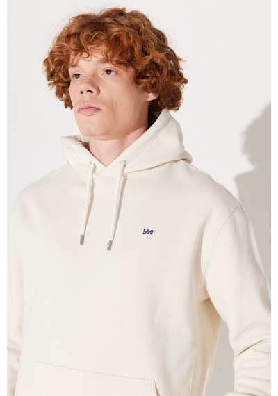 Lee Regular Fit Normal Kesim Pamuk Kırık Beyaz Erkek Içi Polarlı Kapüşonlu Sweatshirt L80YRY102 Kırık Beyaz