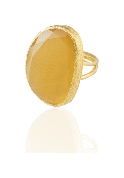 Kadir Jewellery 22 Ayar Altın Kaplama Kadın Fosil Taşlı Yüzük Sarı 93962377