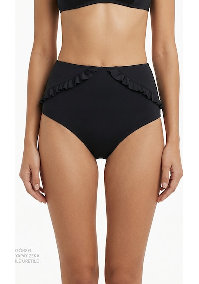 Penti Siyah New High Ruffle Bikini Altı