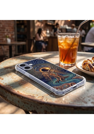 Printify Tecno Spark7t İle Uyumlu Simya Serisi Kozmik Denge Tasarımlı Uv Baskılı Köşe Korumalı Antişok Kılıf Şeffaf
