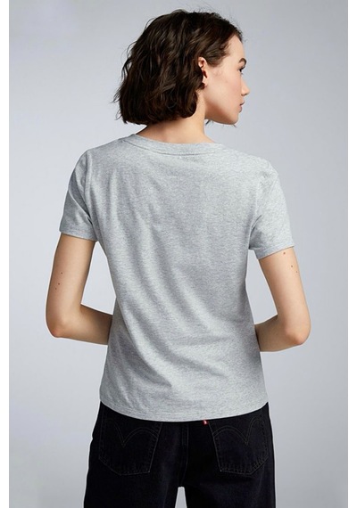 Kadın V Yaka New York Tshirt Spr25tsk20 Gri Melanj Kadın V Yaka New York Tshirt Spr25tsk20 Gri Melanj