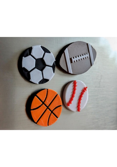 Futbol Basketbol Amerikan Futbolu Beyzbol Topu Seti Sporcu Dekoratif Buzdolabı Magneti