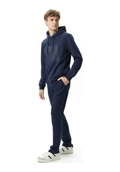 Nautica Erkek Lacivert Classic Fit Keten Karışımlı Pantolon
