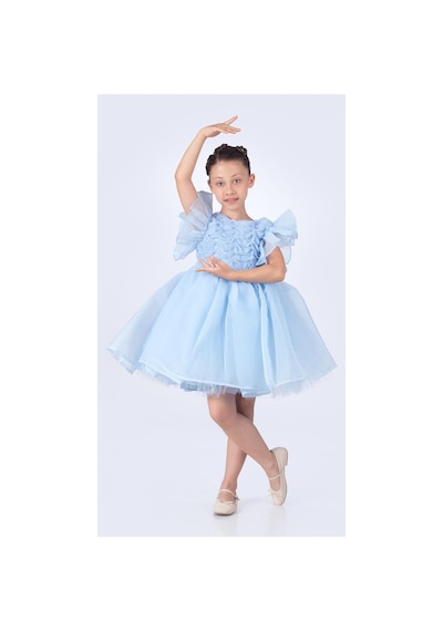 Mnk Baby & Kids Maronia Kız Çocuk Prenses Model Abiye Elbise - Pembe M00746 Mavi