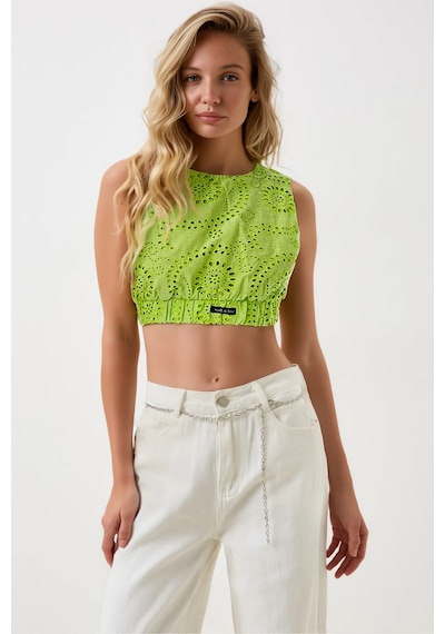 Fashion Cocktail Walk İn Love Geometrik Fistolu Fileli Belden Lastikli Kolsuz Yazlık Spor Crop Bluz Fosfor Neon Yeşil Fashion Cocktail Walk İn Love Geometrik Fistolu Fileli Belden Lastikli Kolsuz Yazlık Spor Crop Bluz Fosfor Neon Yeşil