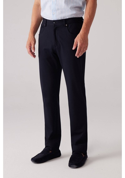 Erkek Lacivert Ultra Esnek Rayon Karışımlı Kanvas Pantolon