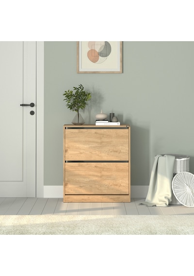 Flat Duo 2 Katlı Geniş Ayakkabılık - Florida Meşe 73x84x26 Cm Meşe