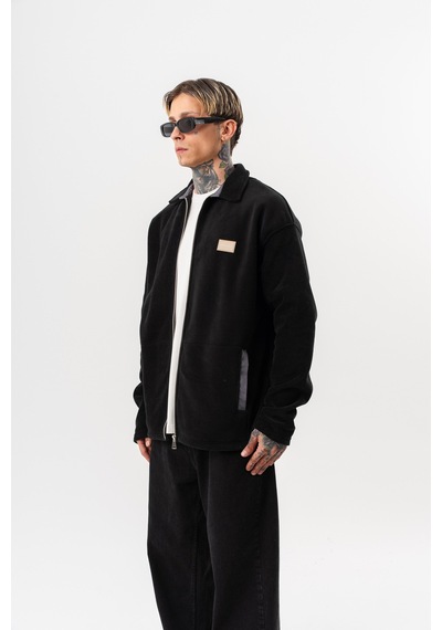 Respire Erkek Zip Oversize Polar Ceket Siyah