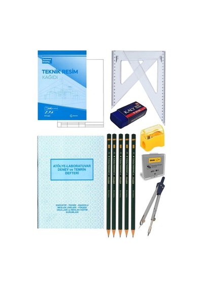 Teknik Resim Seti 13 Parça 1 Paket Teknik Resim Defteri Gönye Dereceli Kalem Metal Pergel Silgi Kalemtraş Hamur Silgi Atlye Laboratuvar Deney Ve Temri