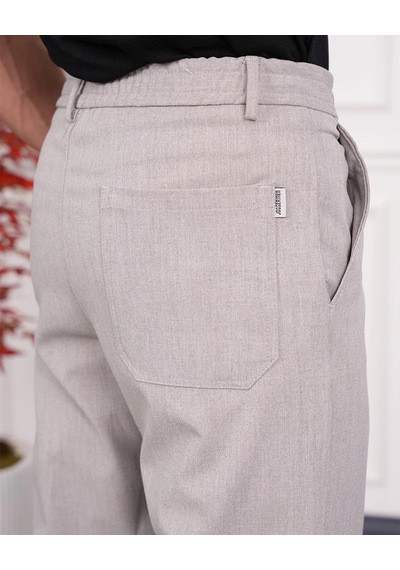 Modefendi Baggy Kesim Düz Kumaş Pantolon Açık Gri