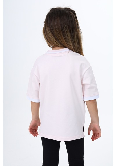 Toontoy Kids Toontoy Kız Çocuk Polo Yaka Baskılı Tişört Pudra