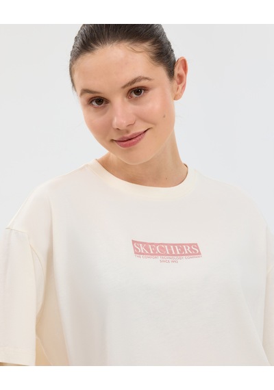 Skechers W Oversize Fit Graphic T-shirt Kadın Beyaz Tshirt S2610063-3855
