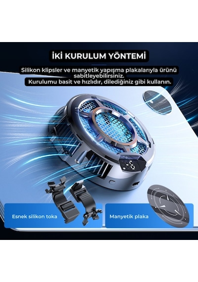 Polham 4800rpm 30w Yüksek Güçlü Telefon Ve Tablet Soğutucu Fan Sessiz, Manyetik Ve Klipsli Soğutucu