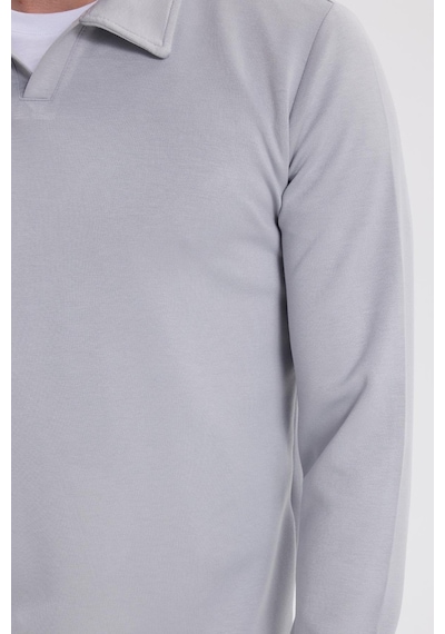 Tudors Erkek Relax Fit Rahat Kesim Polo V Yaka Gri Sweatshirt-41923 Gri