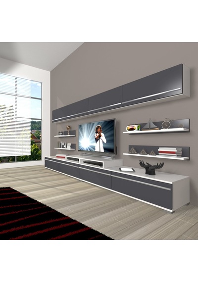 Decoraktiv Ekoflex 360y Mdf Tv Ünitesi Tv Sehpası Beyaz - Antrasit