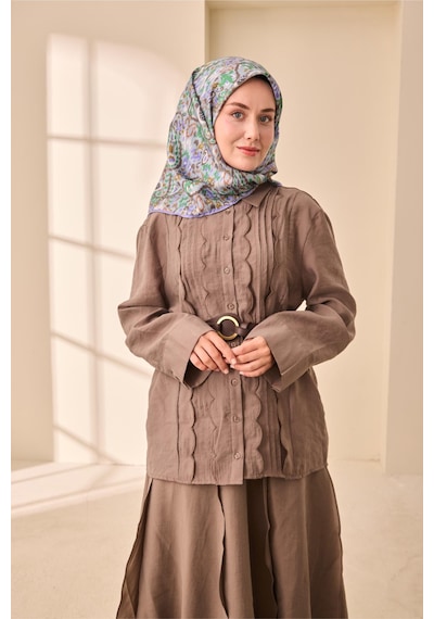 Silk Home Twill İpek Eşarp 11478-36 Bebe Mavi, Eflatun, Patina Yeşili