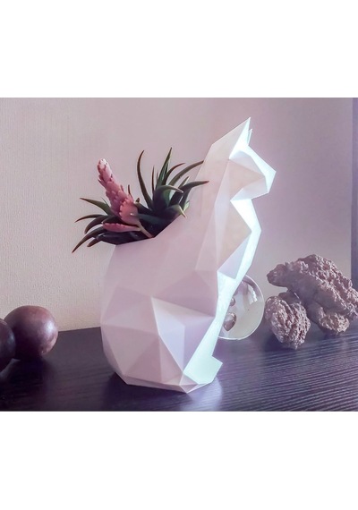 Şık Kedi Şeklinde Dekoratif Vazo - 18 Cm Pla Malzeme 3d Yazıcı Baskı