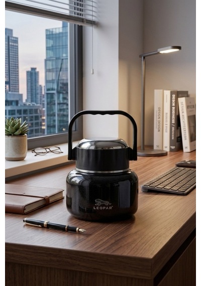 Cooker Leopar 500 Ml Kaşıklı Yemek Termosu Yk1516 Siyah