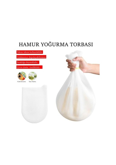 Orta Hamur Torbası Silikon Şeffaf Hamur Yoğurma Torbası Ekmek Makarna Mantı Hamuru Kolay Yoğurma