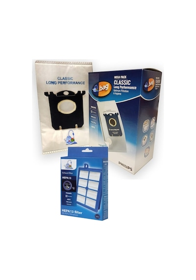 Philips Uyumlu S-Bag Süpürge Mega 12'Li Paket Toz Torbası + Hepa Filtre