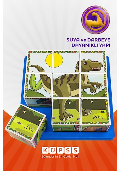 6 Farklı Dinozorlar Seri2 Eğitici 3d Küp Puzzle 3 4 5 6 Yaş