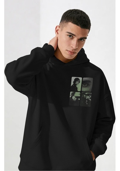 Sevbano Justin Bieber Şarkıcı Sırt Baskılı Unisex Oversize Penye Hoodie Siyah Sevbano Justin Bieber Şarkıcı Sırt Baskılı Unisex Oversize Penye Hoodie Siyah