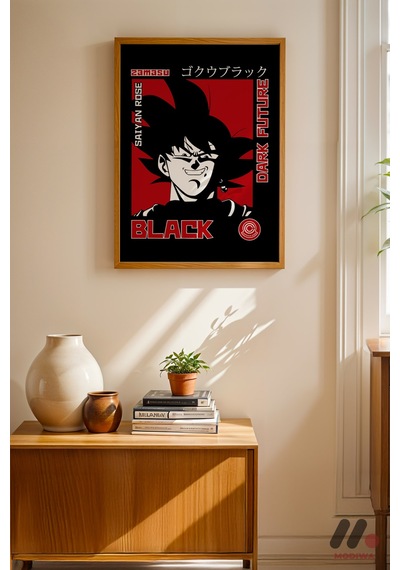 Dragon Ball Goku Black Poster, Ahşap Çerçeveli Duvar Tablosu - Anime Severlere Özel Hediye