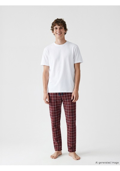 Lc Waikiki Lc Waıkıkı Bordo Standart Kalıp Ekose Erkek Pijama Altı