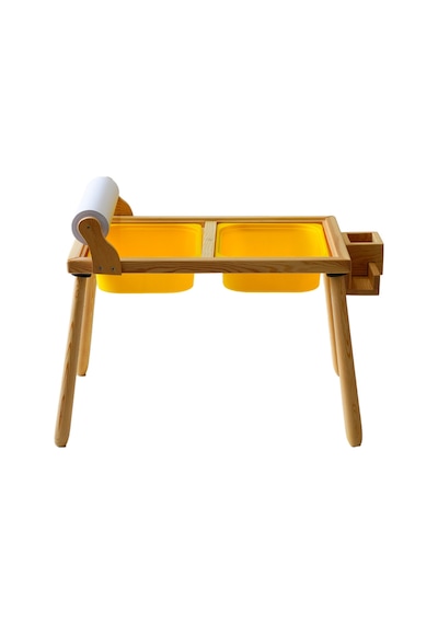Woodnjoy Ahşap Duyusal Çocuk Aktivite Masası + Rulo Kağıt - Sarı