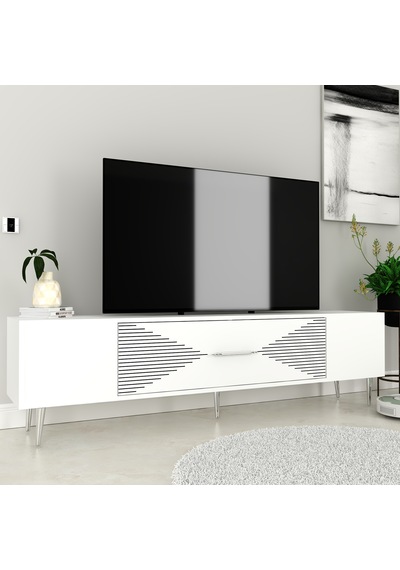 Motif Tv Sehpası Tv Ünitesi 150 Cm Beyaz Gümüş