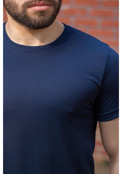Azıcık Akıllı Lacivert Basic Rahat İnce Petek Kumaş Spor Erkek Tshirt 22ETSHPORT Lacivert