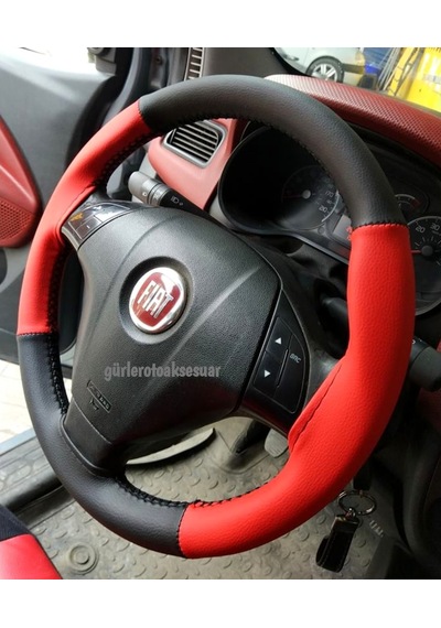 Fiat Linea Dikmeli Direksiyon Kılıfı Dikmeli 4Prc Kırmızı-Siyah