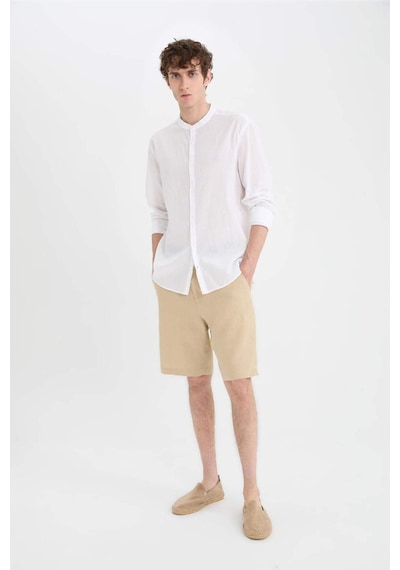 DeFacto %100 Keten Regular Fit Yazlık Bermuda Şort D9931AX25SMBG732