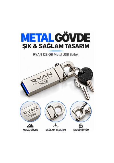 64 Gb Usb Flash Bellek Usb 3.0 Metal Anahtarlıklı Data Traveler