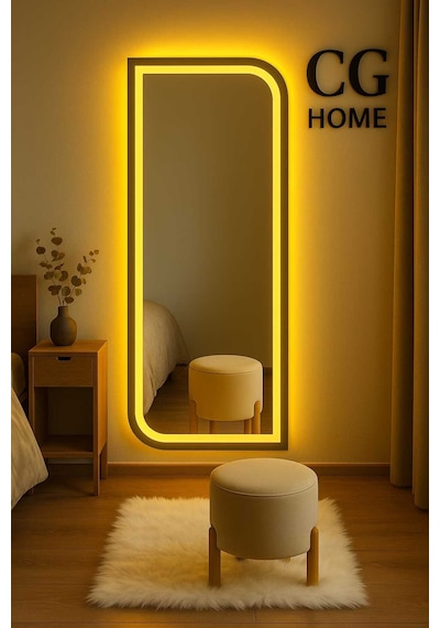 Ledli Ayna, Lazer Kumlamalı, Dekoratif Ayna, Duvar Aynası, Konsol Aynası, Holl Aynası, Günışığı Led 120 X 50 Gümüş
