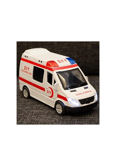 14 Cm Diecast Metal Ambulans Modeli, Işıklı Ve Sesli