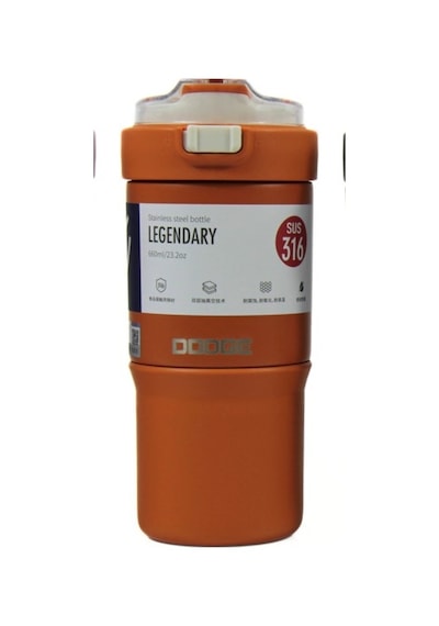 Dodge Db-23684 Çift Kullanım Pipetli/rahat İçim Turuncu 660ml Çelik Termos Diğer