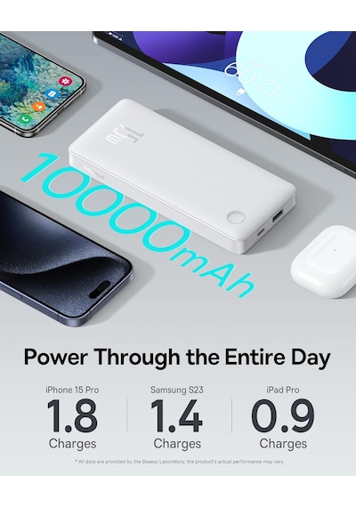 Baseus Airpow Lite Power 10.000 mAh 15W Powerbank Beyaz