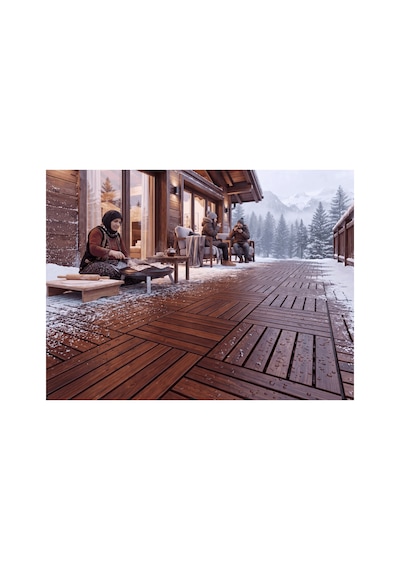 %100 Akasya Ahşap Deck Karo 50x50 Cm Geçmeli Click Sistem 1 Koli 4 Adet 1 M² Balkon Teras Bahçe Havuz Banyo