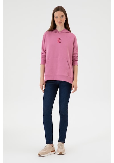 U.S. Polo Assn. Kadın Koyu Pembe Yırtmaçlı Kapüşonlu Sweatshırt 50313611-VR167