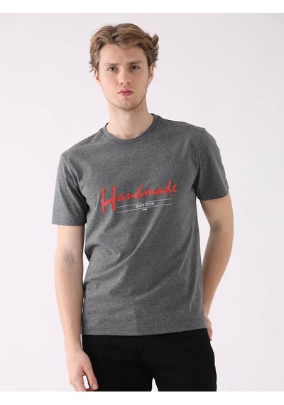 Dufy Antrasit Melanj Erkek Regular Fit O Yaka Tshirt - 94377 Antrasit Melanj