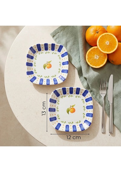 Güral Güral Porselen Kayısı Desenli 13 Cm Çerezlik Ve Sosluk Seti - 2 Parça Diğer