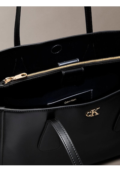 Calvin Klein Kadın Ck Medium Work Tote Çanta-12532 Siyah/altın