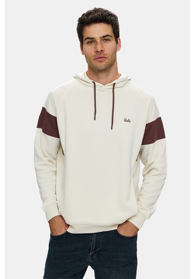 UCLA Orson Kemik Rengi Kapüşonlu Pamuklu Nakışlı Oversize Erkek Sweatshirt