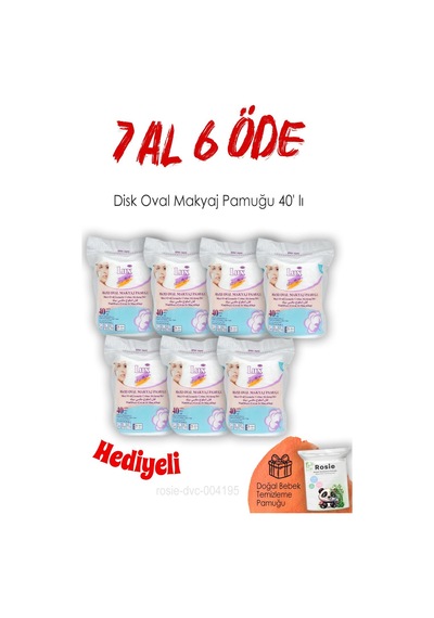 40'lı Lux Disk Oval Makyaj Pamuğu 7 Al 6 Öde Ve Rosıe